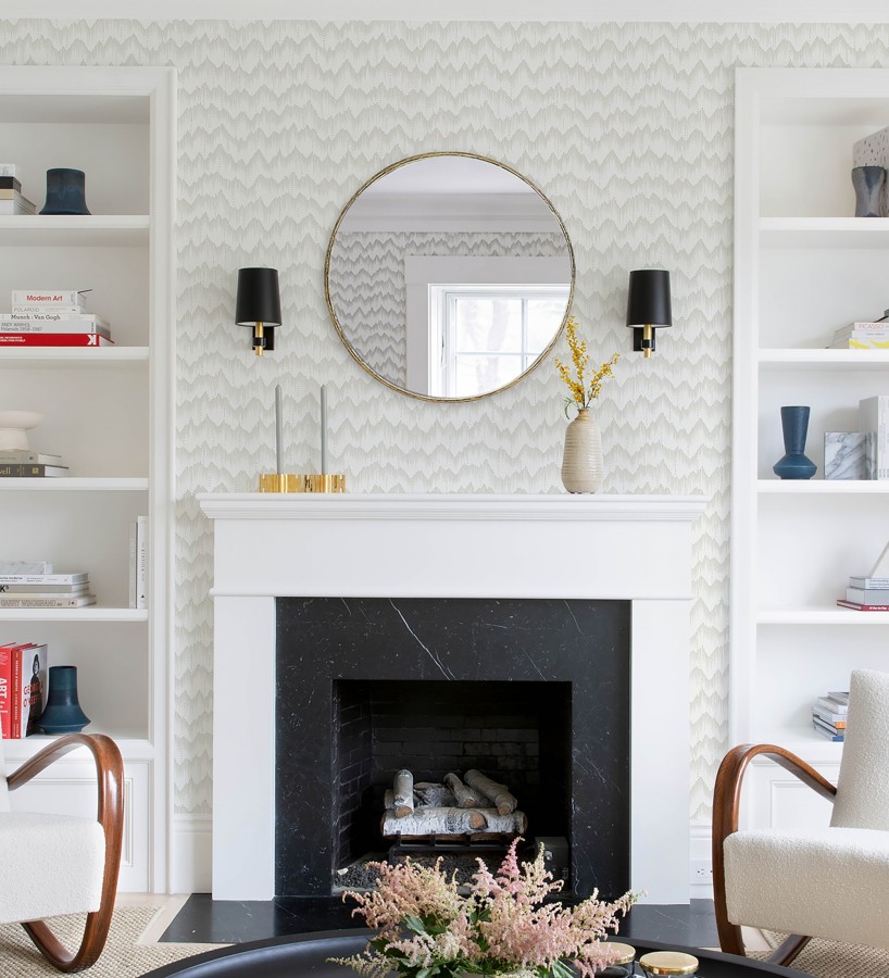 Papel pintado frecuencia de ondas naturales color beige nacarado  Misty Waves 683792