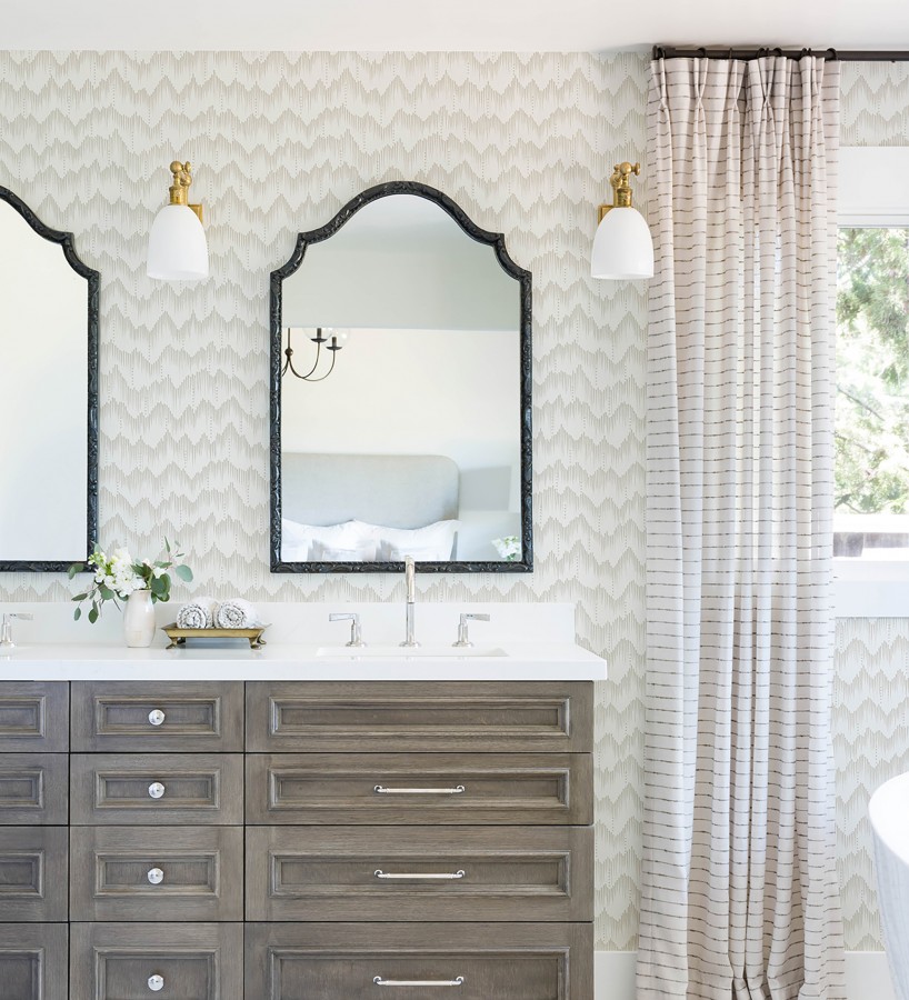 Papel pintado frecuencia de ondas naturales color beige nacarado  Misty Waves 683792