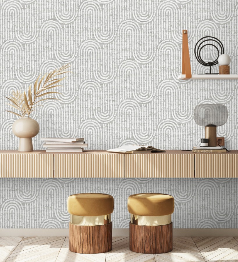 Papel pintado arcos geométricos grises  Juma Arch 683799