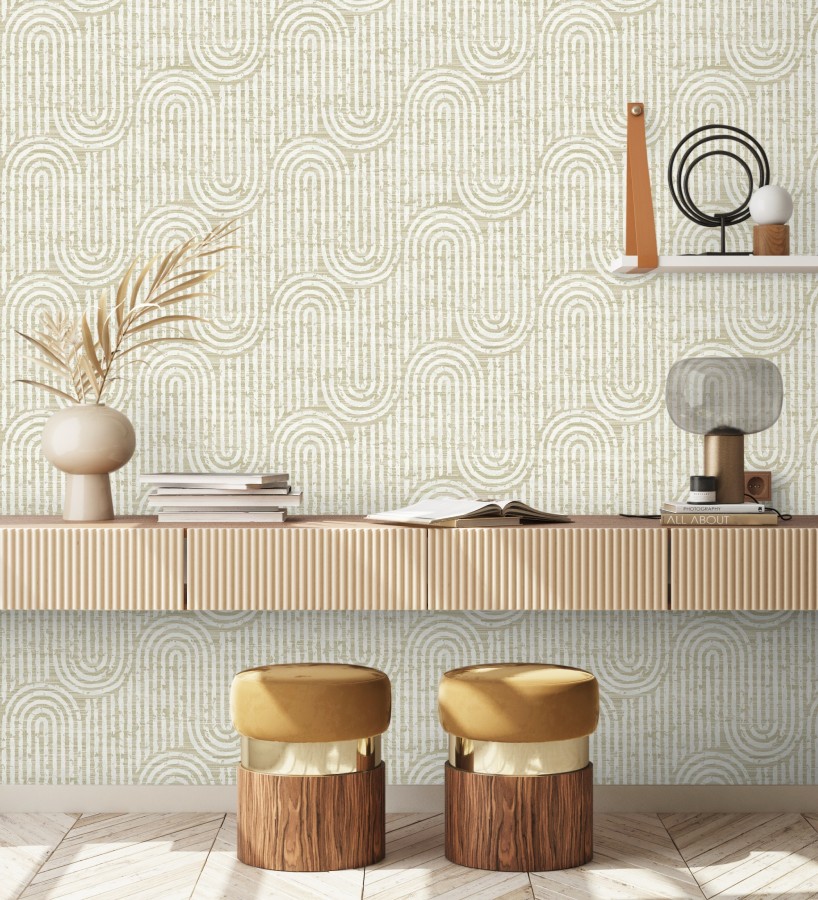 Papel pintado arcos geométricos amarillo mostaza  Juma Arch 683800