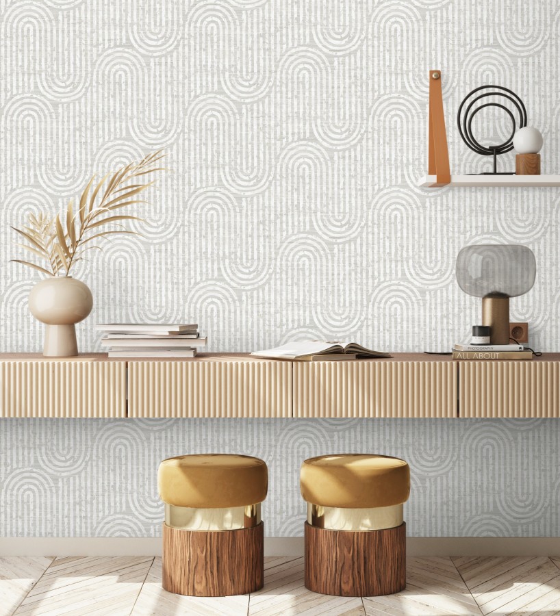 Papel pintado arcos geométricos tonos neutros  Juma Arch 683801