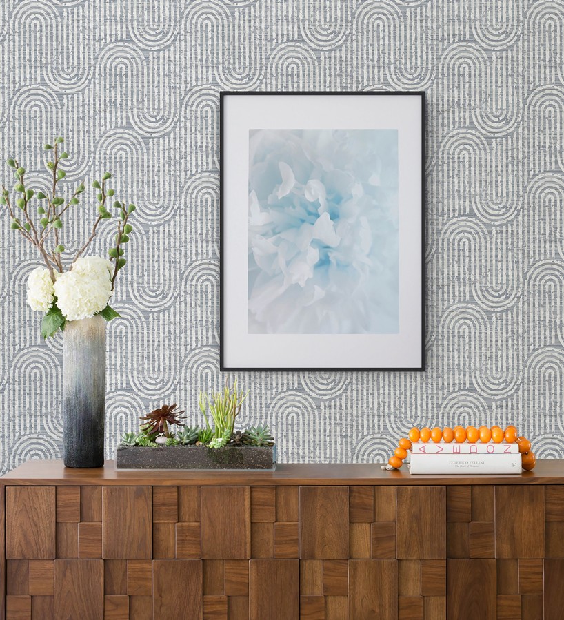 Papel pintado arcos geométricos azul  Juma Arch 683802