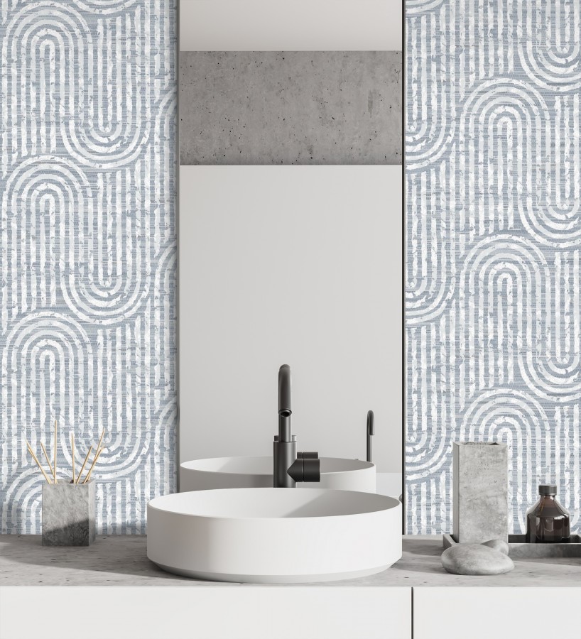 Papel pintado arcos geométricos azul  Juma Arch 683802