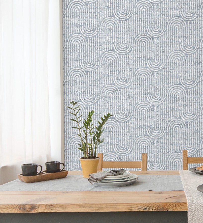 Papel pintado arcos geométricos azul  Juma Arch 683802