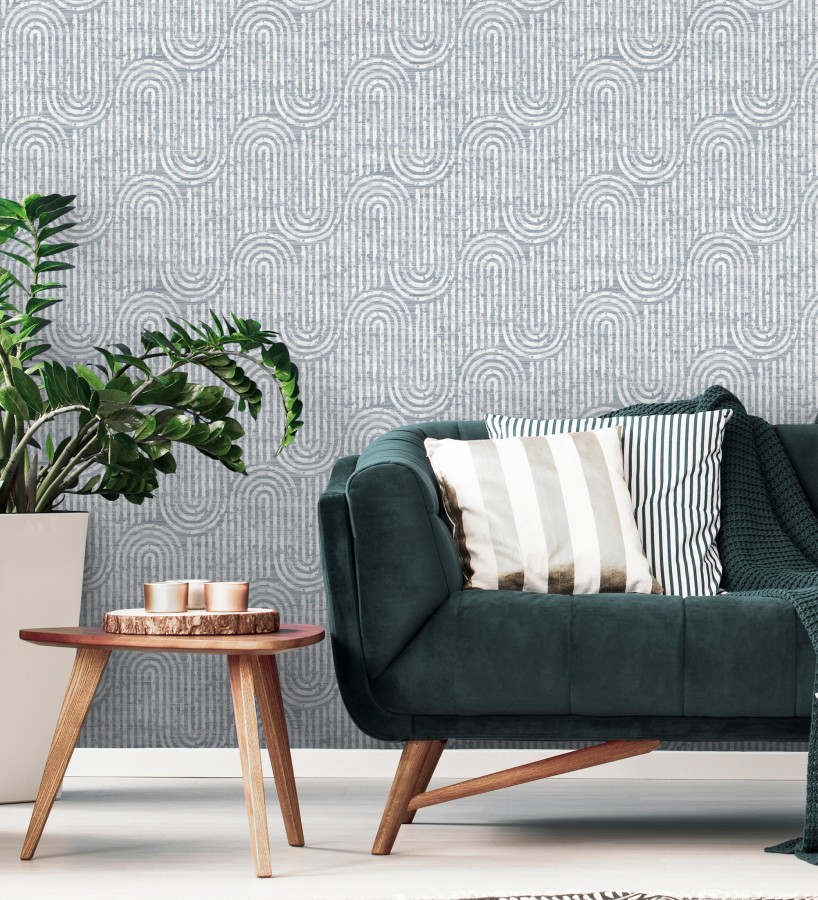 Papel pintado arcos geométricos azul  Juma Arch 683802