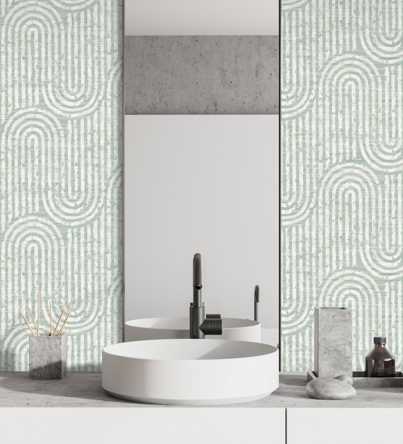 Papel pintado arcos geométricos verde  Juma Arch 683803