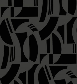 Papel pintado de figuras abstratas en terciopelo negro con relieve Velvet Strata 683808