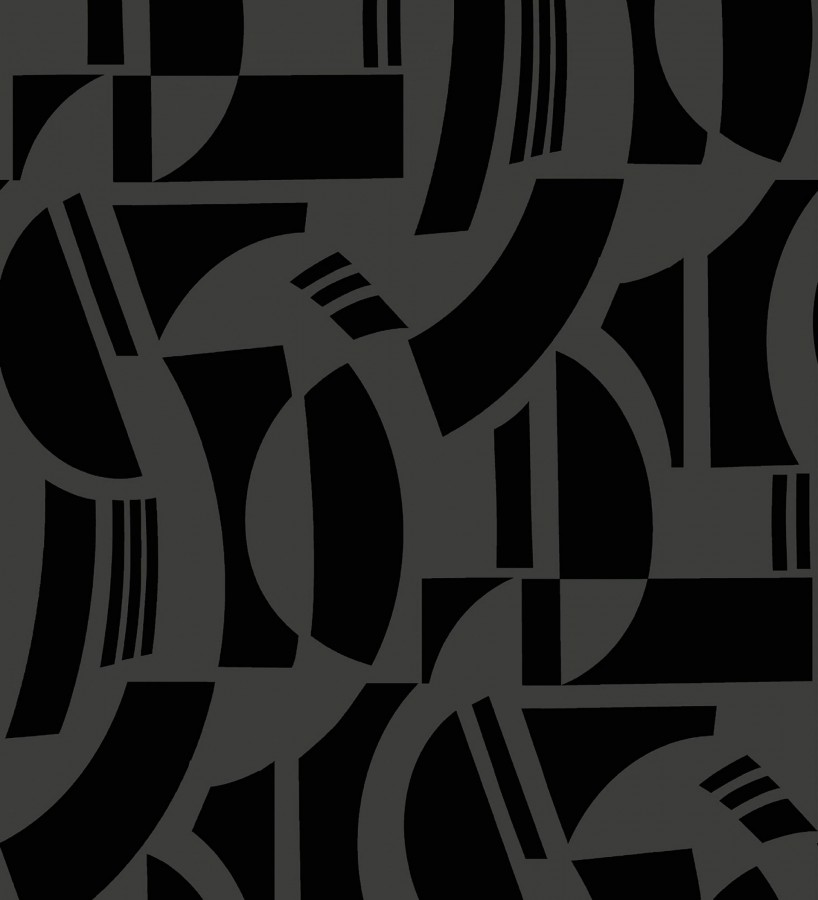 Papel pintado de figuras abstratas en terciopelo negro con relieve  Velvet Strata 683808