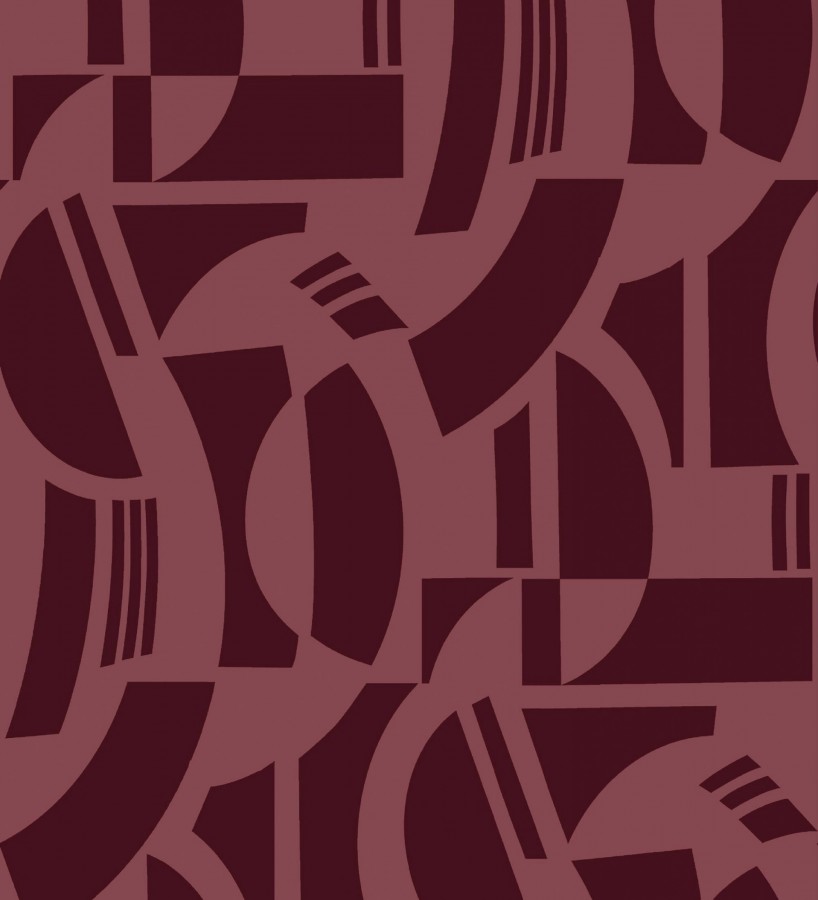 Papel pintado de figuras abstratas en terciopelo burdeos con relieve  Velvet Strata 683809