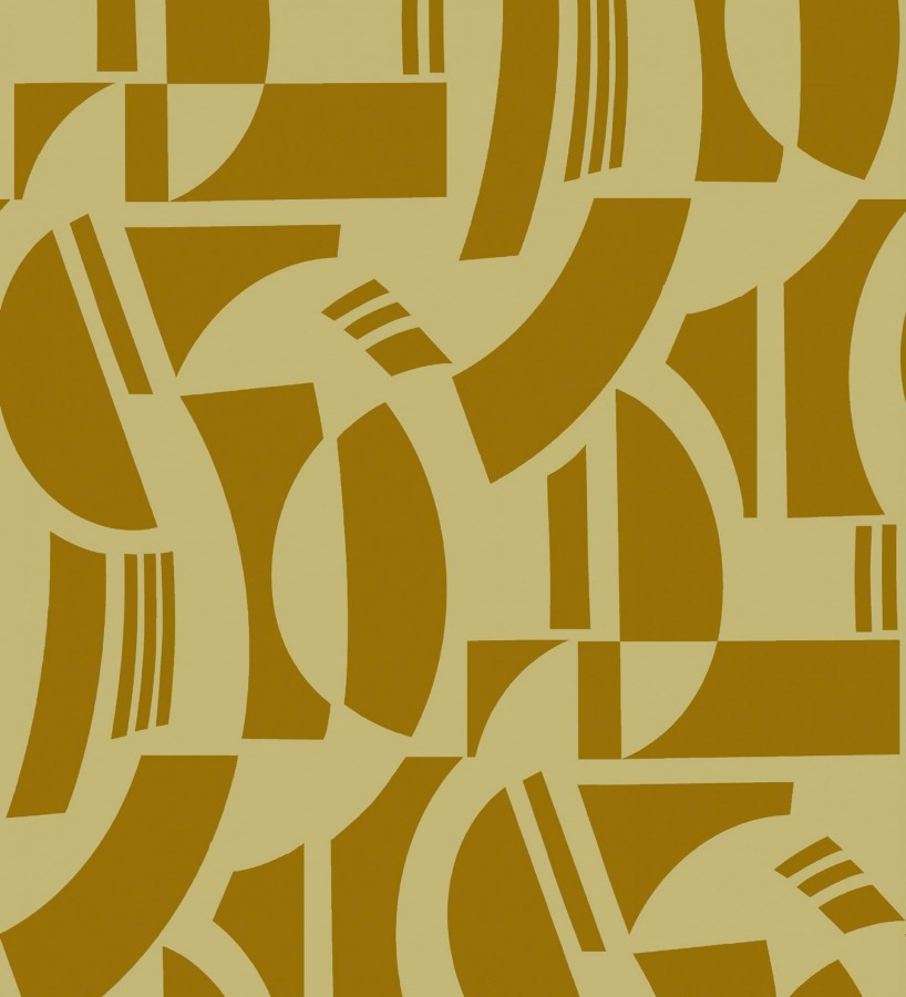 Papel pintado de figuras abstratas en terciopelo amarillo con relieve  Velvet Strata 683811