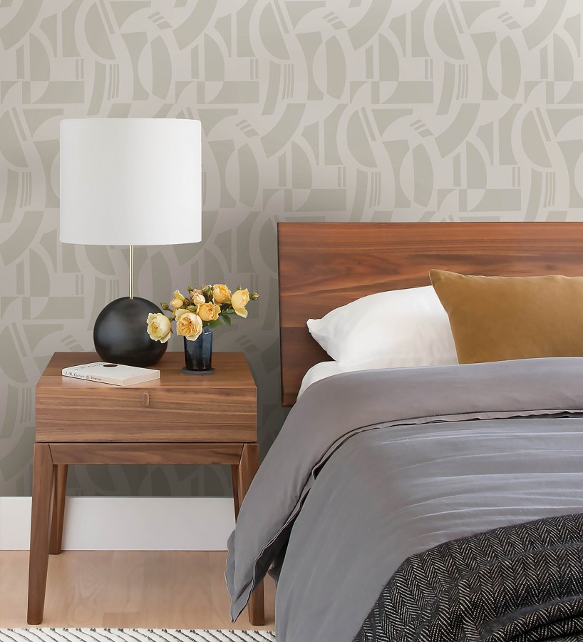 Papel pintado de figuras abstratas en terciopelo beige con relieve  Velvet Strata 683813