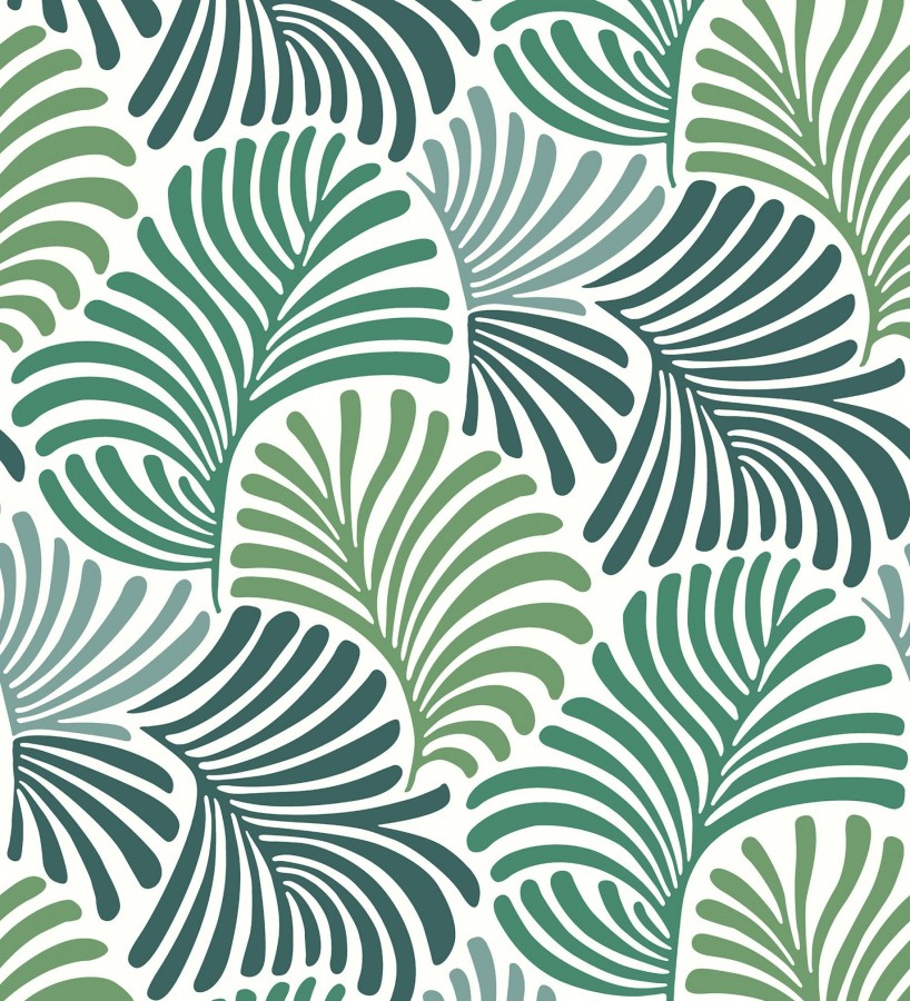 Papel pintado de hojas estilo retro colores verdes  Amara Palms 683825