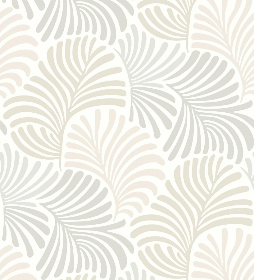 Papel pintado de hojas estilo retro colores beige y gris claro  Amara Palms 683827