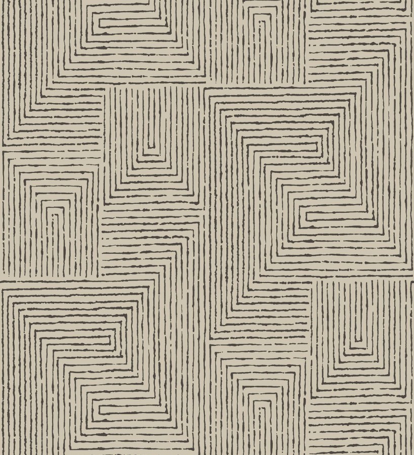 Papel pintado meandro arquitectónico con textura de grabado artesanal  Mondrian Lines 683838