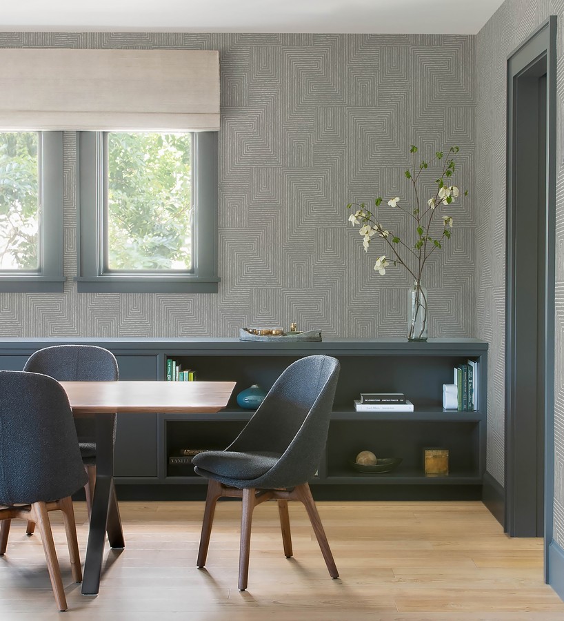 Papel pintado meandro arquitectónico con textura de grabado artesanal  Mondrian Lines 683841