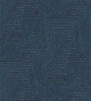 Papel pintado meandro arquitectónico con textura de grabado artesanal Mondrian Lines 683842