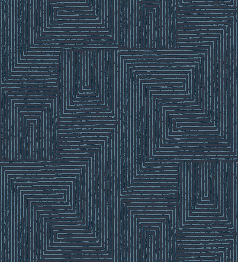 Papel pintado meandro arquitectónico con textura de grabado artesanal  Mondrian Lines 683842