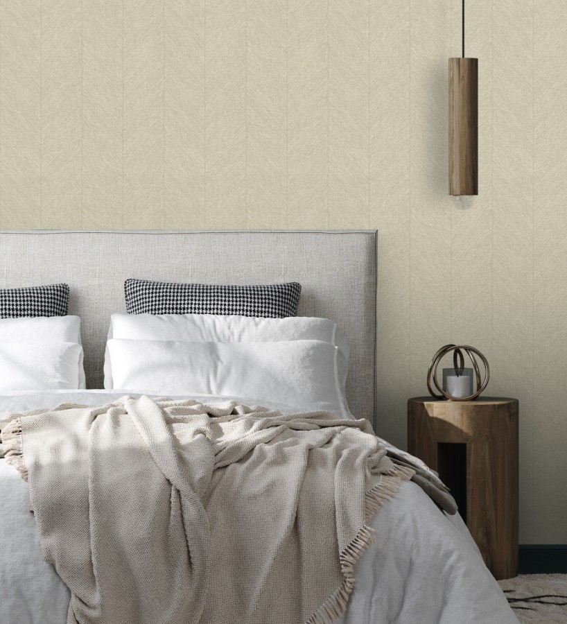 Papel pintado de espigas tejido en hilo noble tonos arena  York Spike 683849