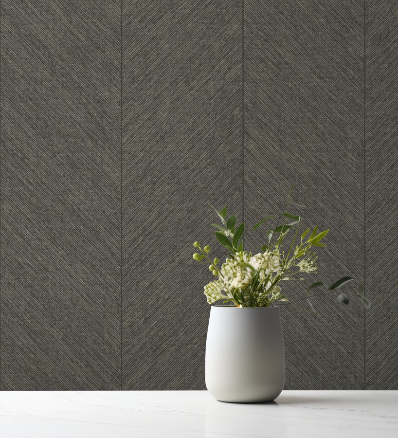 Papel pintado de espigas tejido en hilo noble tonos marrón chocolate  York Spike 683850