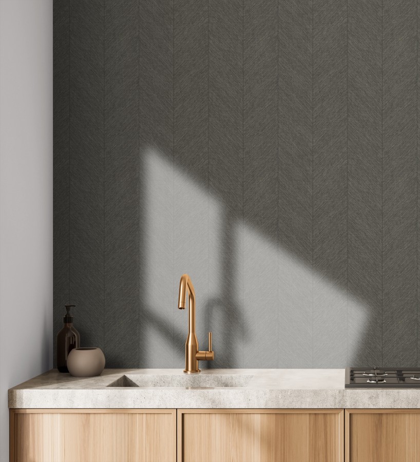 Papel pintado de espigas tejido en hilo noble tonos marrón chocolate  York Spike 683850