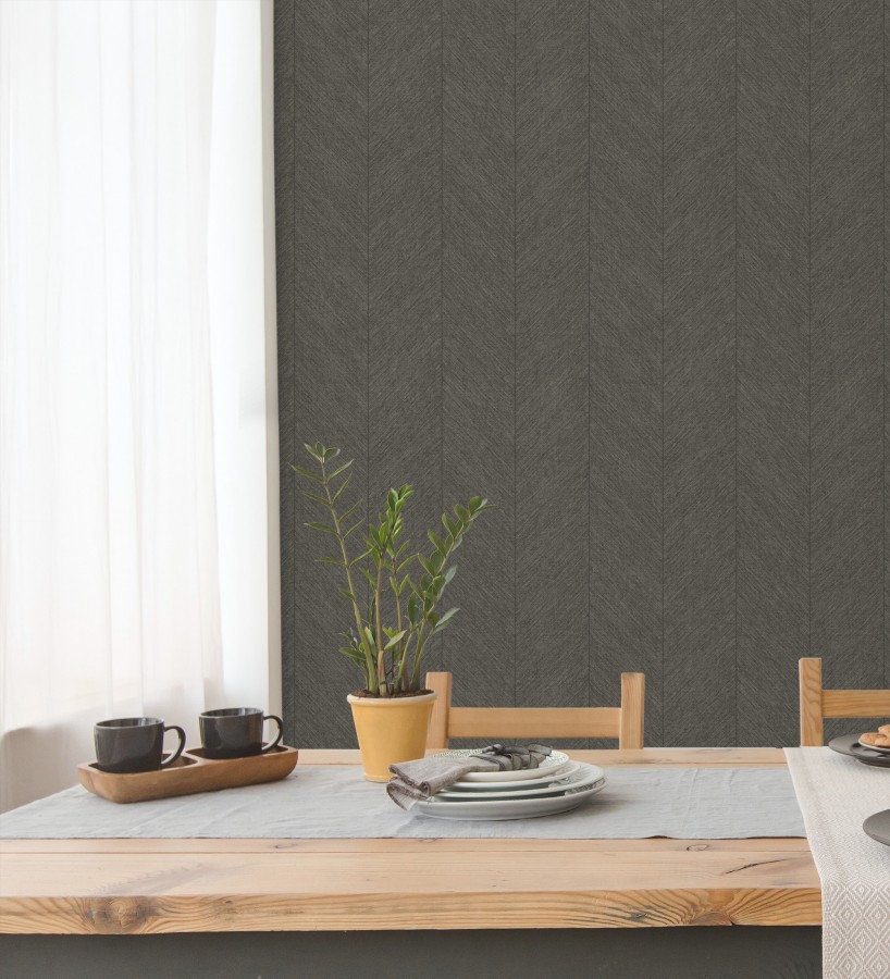 Papel pintado de espigas tejido en hilo noble tonos marrón chocolate  York Spike 683850