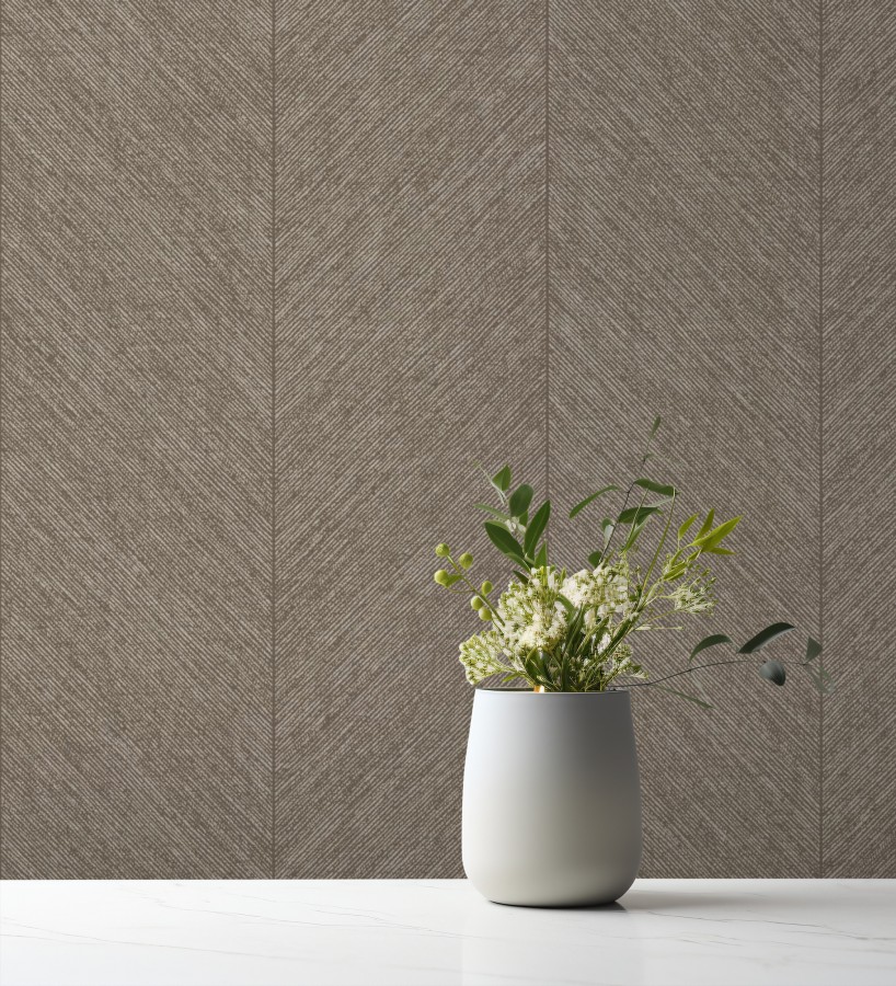 Papel pintado de espigas tejido en hilo noble tonos marrones  York Spike 683851