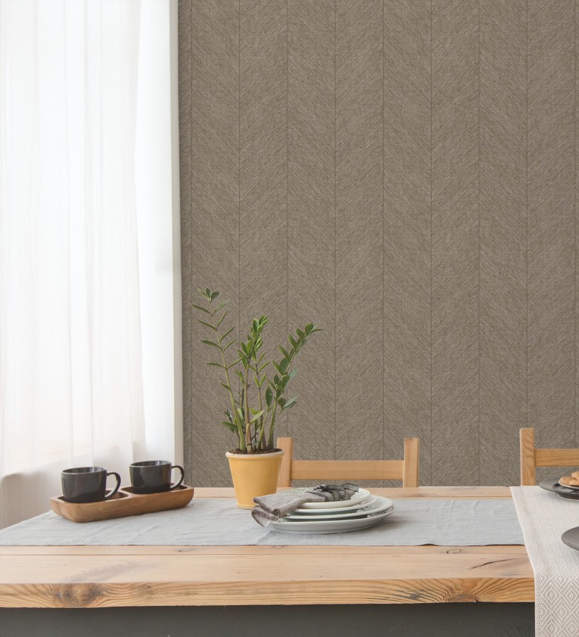 Papel pintado de espigas tejido en hilo noble tonos marrones  York Spike 683851