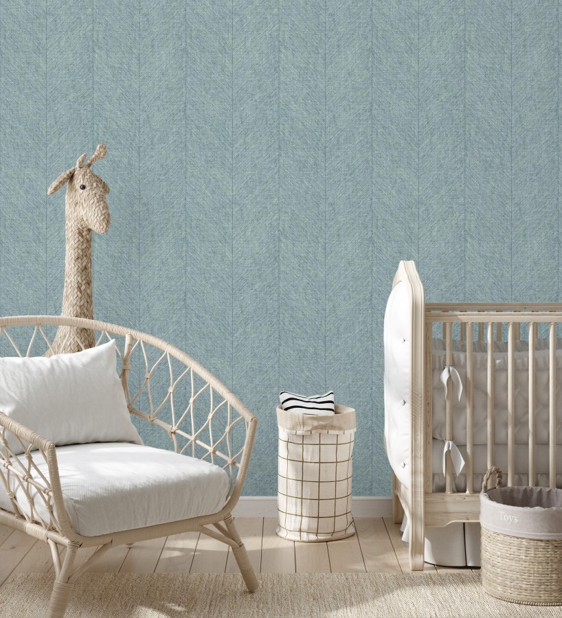 Papel pintado de espigas tejido en hilo noble tonos azul claro  York Spike 683852