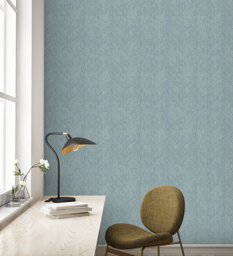 Papel pintado de espigas tejido en hilo noble tonos azul claro  York Spike 683852