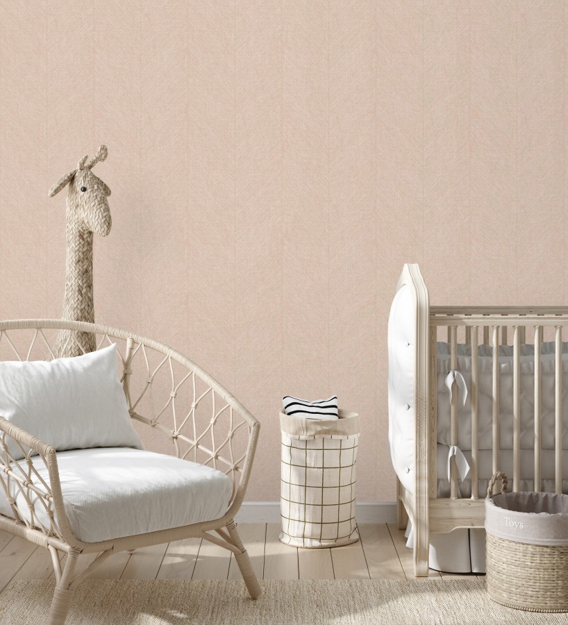 Papel pintado de espigas tejido en hilo noble tonos rosa palo  York Spike 683853