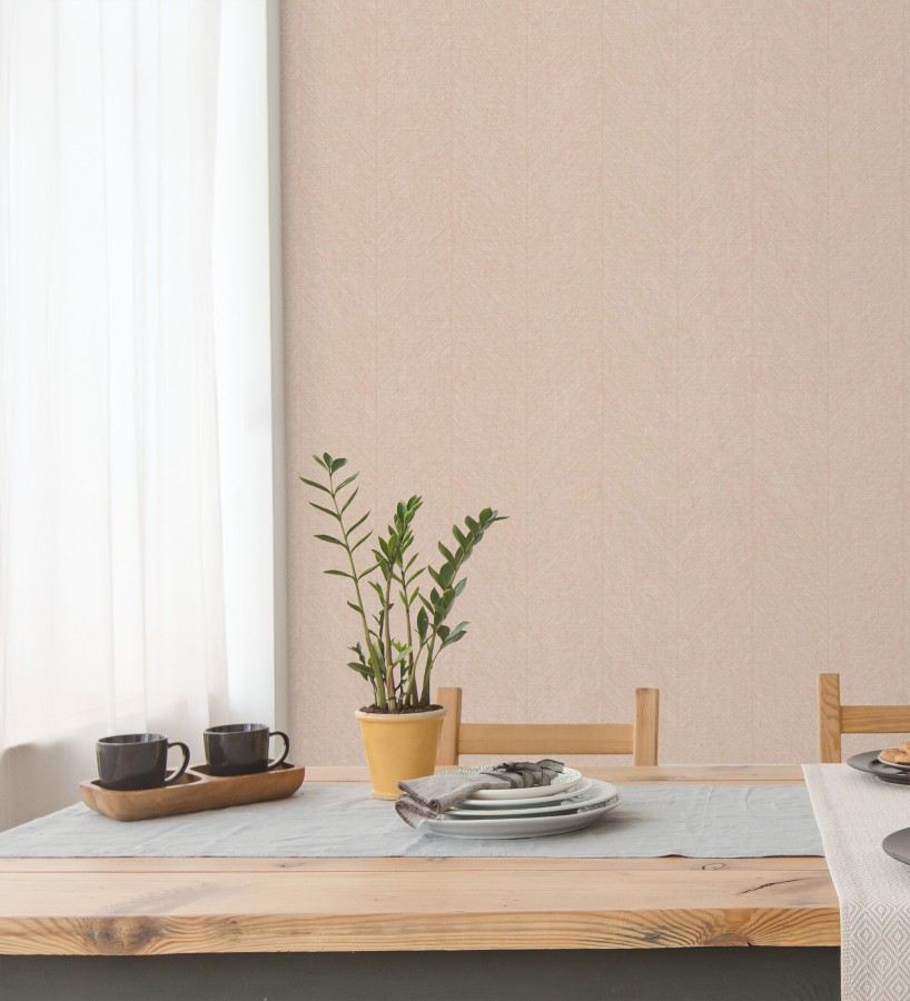 Papel pintado de espigas tejido en hilo noble tonos rosa palo  York Spike 683853