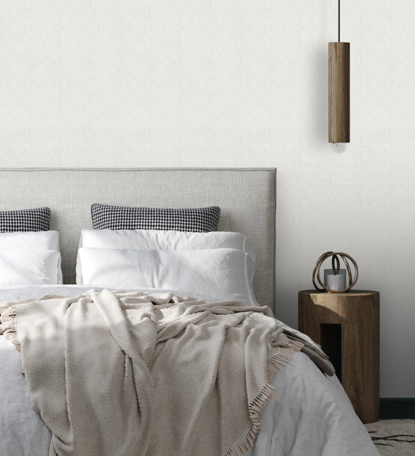 Papel pintado de espigas tejido en hilo noble tonos blanco  York Spike 683854