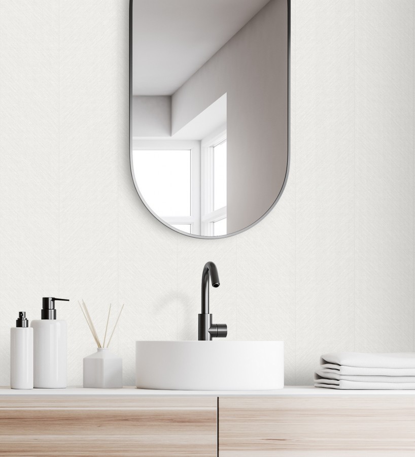 Papel pintado de espigas tejido en hilo noble tonos blanco  York Spike 683854