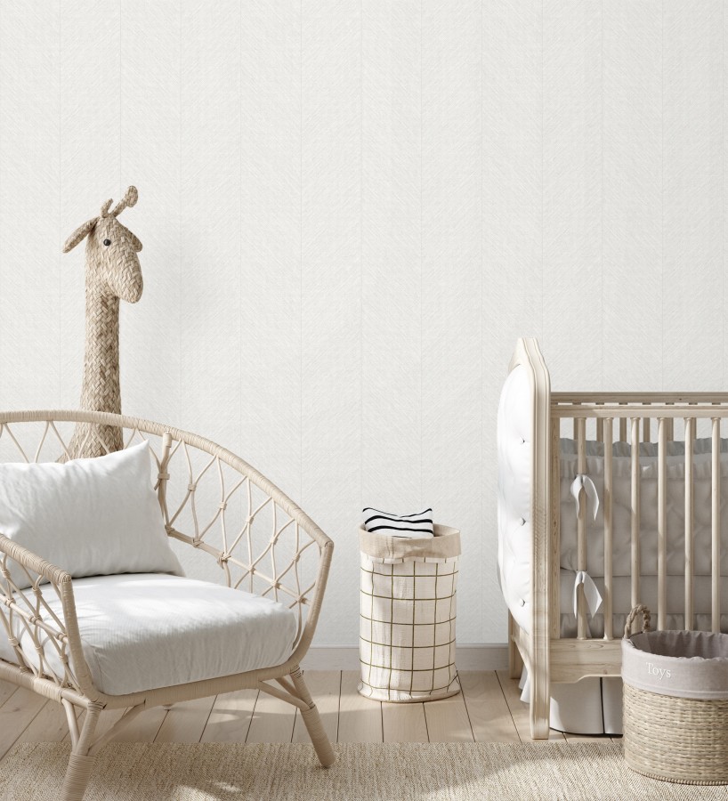 Papel pintado de espigas tejido en hilo noble tonos blanco  York Spike 683854