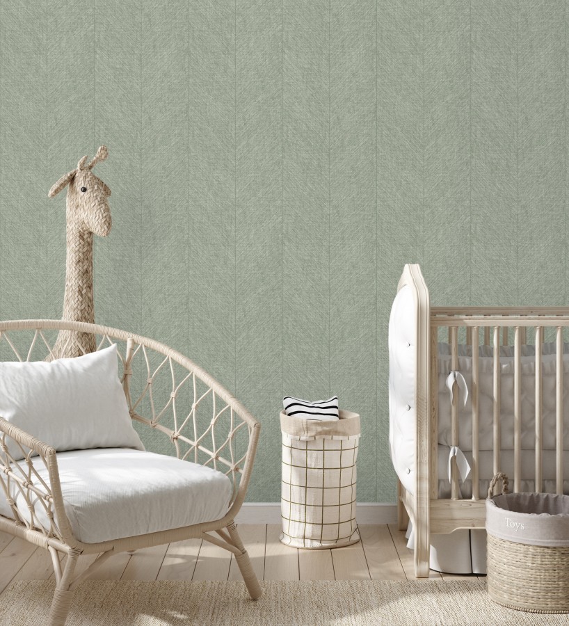 Papel pintado de espigas tejido en hilo noble tonos verde  York Spike 683856