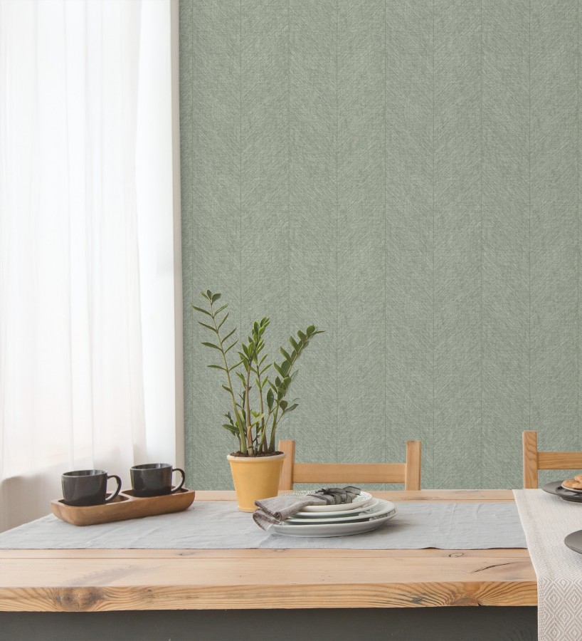 Papel pintado de espigas tejido en hilo noble tonos verde  York Spike 683856