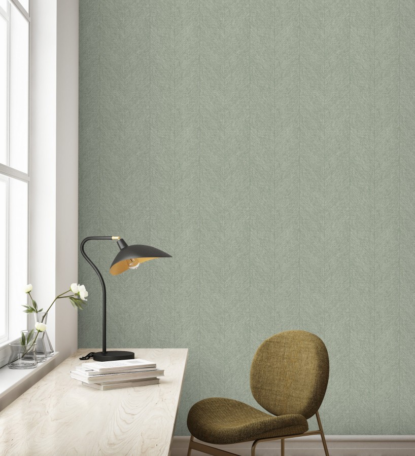 Papel pintado de espigas tejido en hilo noble tonos verde  York Spike 683856