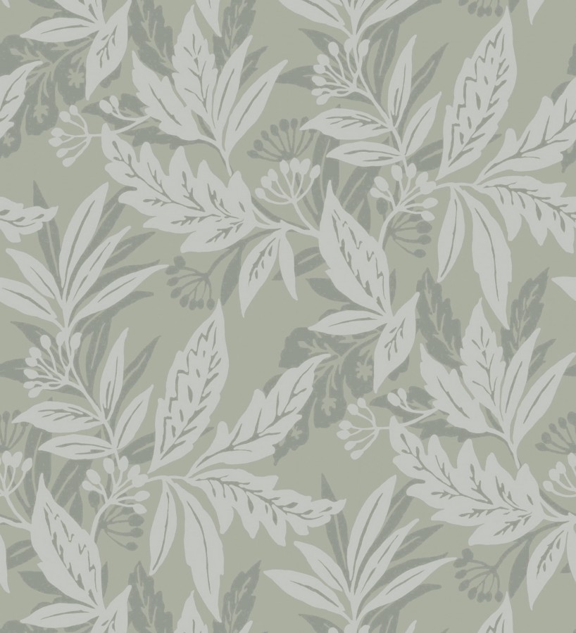 Papel pintado artesanal de hojas estampadas con pintura  Claridge Opaline 683858