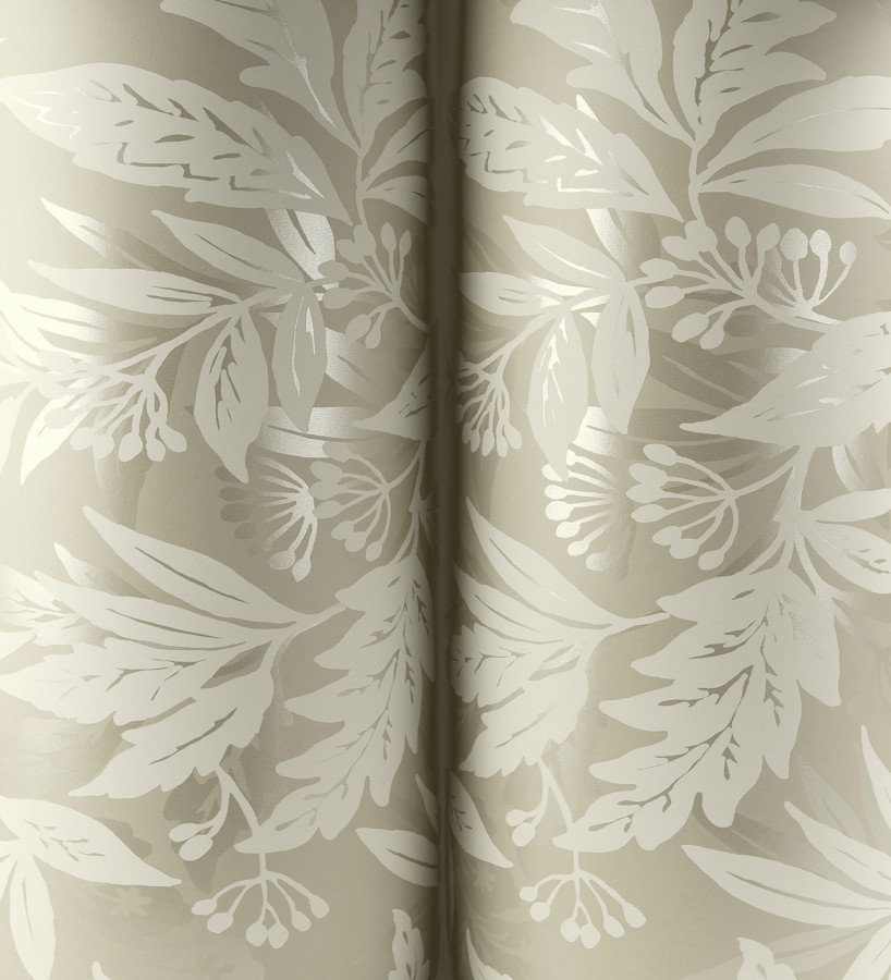 Papel pintado artesanal de hojas estampadas con pintura  Claridge Opaline 683860