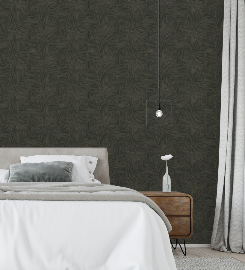 Papel pintado de líneas abstractas fondo negro  Miller Interweave 683862