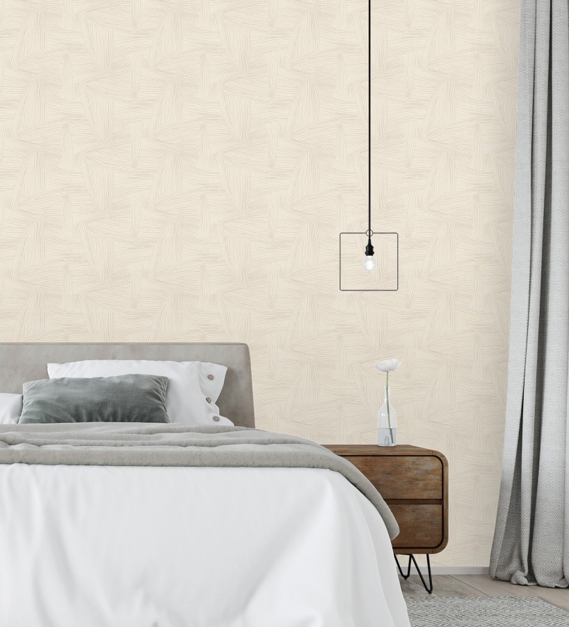 Papel pintado de líneas abstractas fondo beige  Miller Interweave 683864