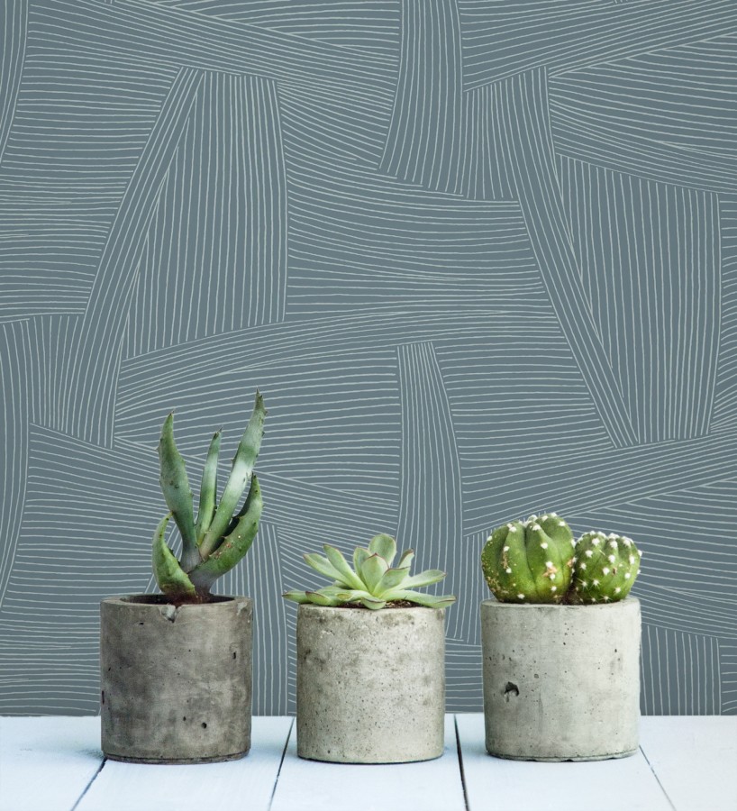 Papel pintado de líneas abstractas fondo azul  Miller Interweave 683865