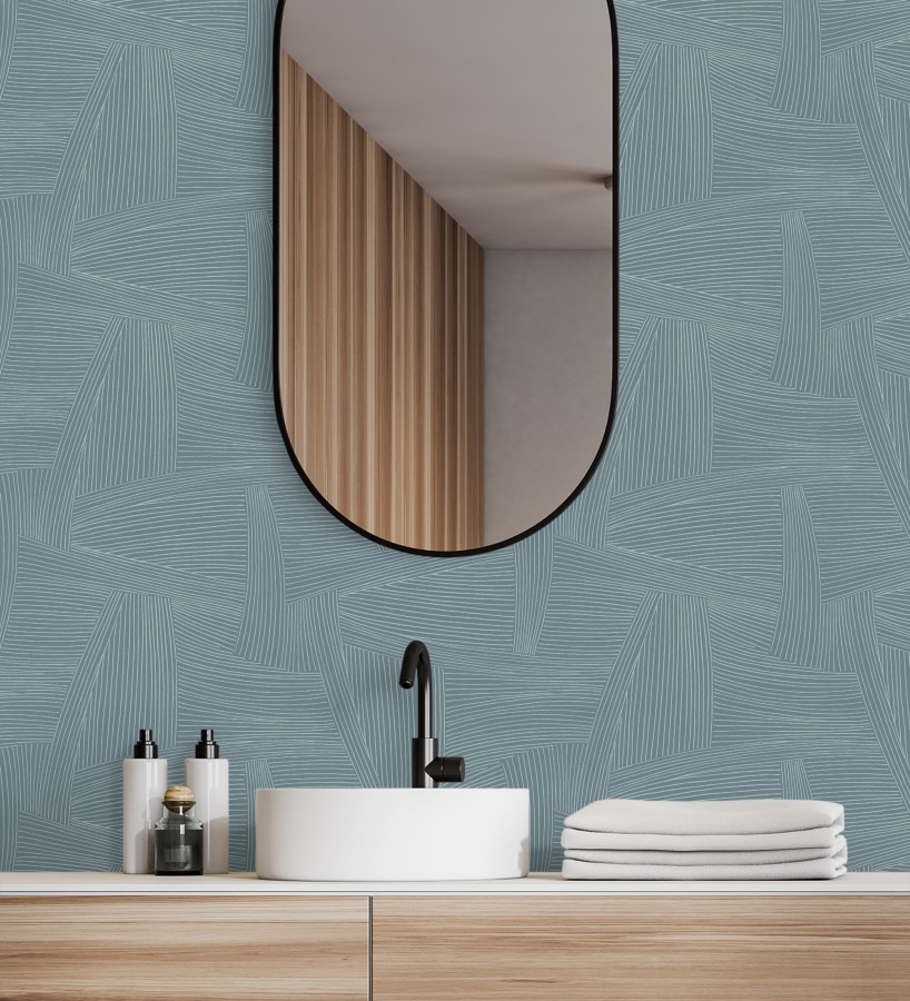 Papel pintado de líneas abstractas fondo azul  Miller Interweave 683865