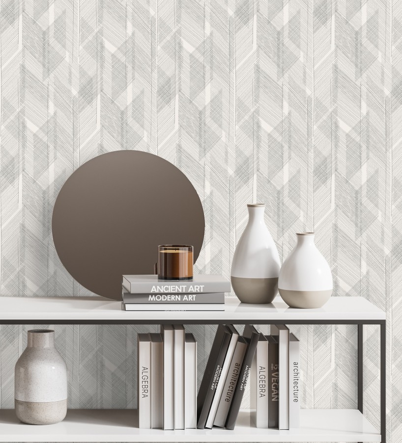 Papel pintado de trazado etéreo con líneas finas en negro  Nexus Interlaced 683867