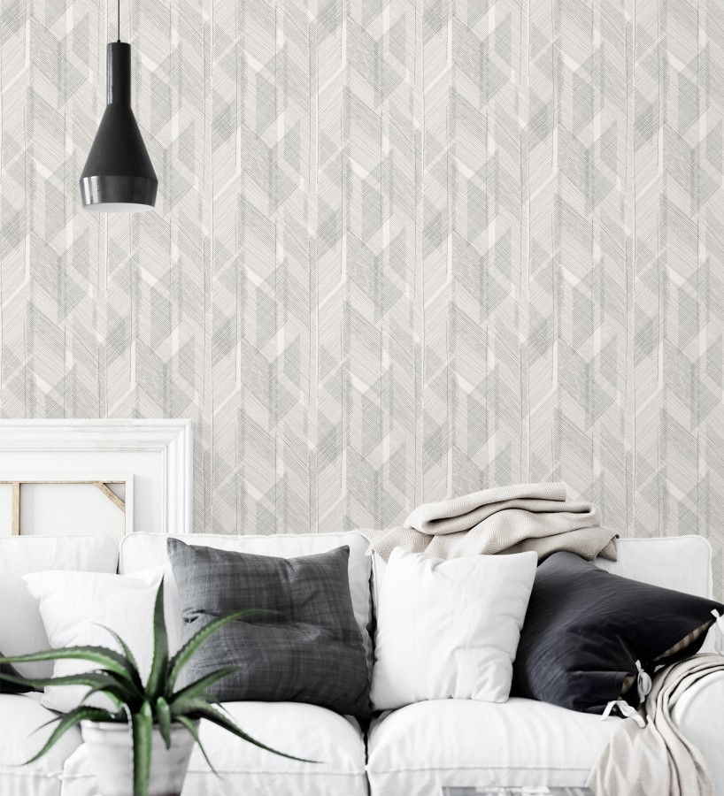 Papel pintado de trazado etéreo con líneas finas en negro  Nexus Interlaced 683867