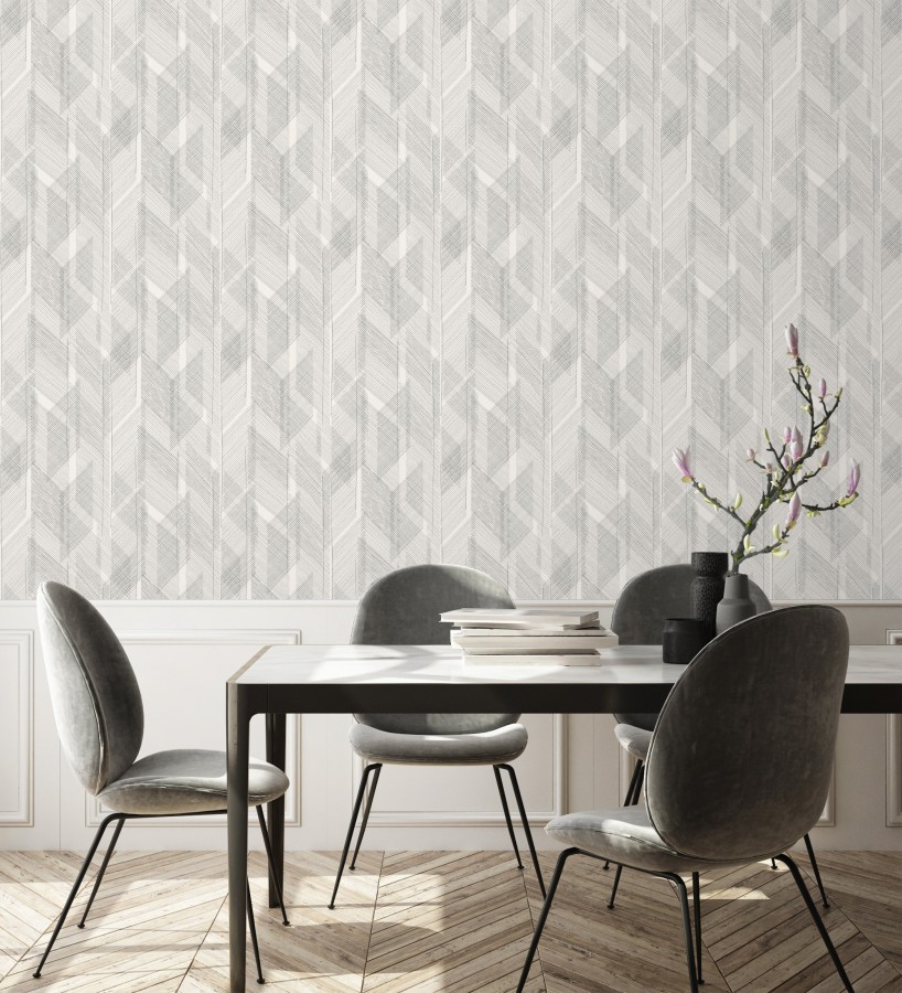 Papel pintado de trazado etéreo con líneas finas en negro  Nexus Interlaced 683867