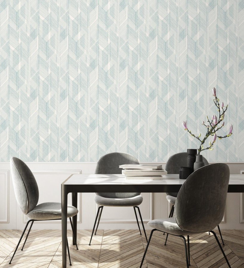 Papel pintado de trazado etéreo con líneas finas en azul  Nexus Interlaced 683868
