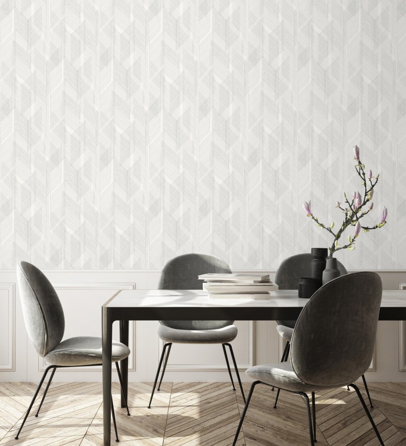 Papel pintado de trazado etéreo con líneas finas en gris  Nexus Interlaced 683869