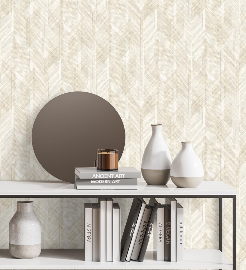 Papel pintado de trazado etéreo con líneas finas en ocre  Nexus Interlaced 683870