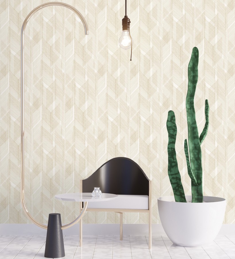 Papel pintado de trazado etéreo con líneas finas en ocre  Nexus Interlaced 683870